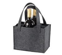 MAXQUU Sac en feutre, sac portable bouteilles de vin, 6 compartiments amovibles, sac à bière, panier à boissons, porte-bouteille d'eau, sac à provisions, cadeau homme, anniversaire, 24 x 16 x