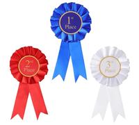 Maxqzin Lot de 3 supports de rosace pour 1ère, 2e et 3e médailles, rubans bleus, rouges et blancs, pour compétition, événements sportifs, concours