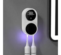 Maxspace Porte-brosse à dents électrique pour montage mural, avec séchage, porte-gobelet de désinfection, sans perçage, avec 2 fentes pour brosse à dents, blanc