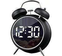 Maxspace Réveil numérique LED à double cloche avec grands chiffres - Calendrier et affichage de la température - Rechargeable par USB - Fonctionne avec piles - Réveil fort pour les personnes dormant