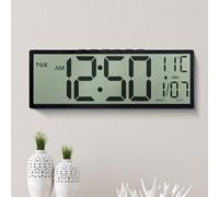 Maxstar Grande Horloge Murale numérique de 15" Grand écran LCD avec Chiffres géants, Fonctionne sur Piles, Auto DST, température, Date, horloges murales pour Personnes âgées pour Salon, Cuisine