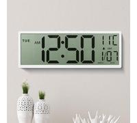 Maxstar Grande Horloge Murale numérique de 15" Grand écran LCD avec Chiffres géants, Fonctionne sur Piles, Auto DST, température, Date, horloges murales pour Personnes âgées pour Salon, Cuisine