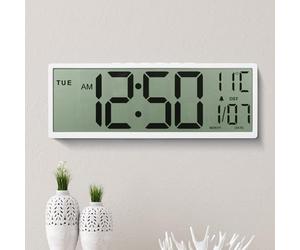 Maxstar Grande Horloge Murale numérique de 15" Grand écran LCD avec Chiffres géants, Fonctionne sur Piles, Auto DST, température, Date, horloges murales pour Personnes âgées pour Salon, Cuisine