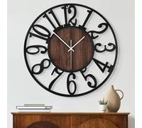 Maxstar Grande Horloge Murale silencieuse sans tic-tac - 60 cm - Chiffres Arabes - Horloge Murale à Quartz - Fonctionnement à Pile - Facile à Lire - pour la Maison, la Cuisine, la Chambre à Coucher,…