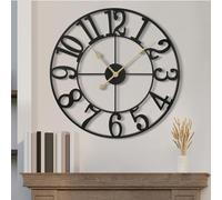 Maxstar Grande Horloge Murale silencieuse sans tic-tac - 60 cm - Chiffres Arabes - Horloge Murale à Quartz - Fonctionnement à Pile - Facile à Lire - pour la Maison, la Cuisine, la Chambre à Coucher