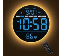 Maxstar Horloge Murale Numérique 8" avec Veilleuse