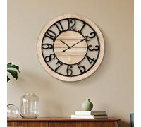Maxstar Horloge Murale Vintage Silencieuse 40 cm, Horloge Murale Bois avec Cadre Métallique, Fonctionne à Piles, Idéale pour Salon, Chambre ou Cuisine, avec Chiffres Arabes