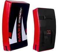 MAXSTRENGTH Bouclier de frappe professionnel pour entraînement de kickboxing | Coussinet incurvé de boxe thaïlandaise | Idéal pour MMA, arts martiaux, karaté, taekwondo, entraînement (noir/rouge)