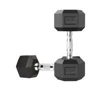 MAXSTRENGTH Lot d'haltères hexagonaux 7,5 kg, 10 kg, 15 kg, simples ou paire d'haltères recouverts de caoutchouc en fonte chromée, équipement d'entraînement de force à la maison ou à la salle de sport