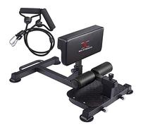 MAXSTRENGTH Sissy Banc de musculation pour abdominaux, entraînement à la maison, équipement de fitness réglable, extension robuste pour fitness, gym, crossfit avec bande de résistance noire (avec