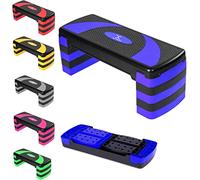 MAXSTRENGTH Stepper d'aérobic à 5 niveaux réglables - Idéal pour la maison, la gym, le fitness, le cardio, le yoga (bleu)