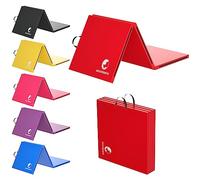 Maxstrength® Tapis de yoga en trois plis extra épais - Tapis d'exercice antidérapant - Tapis en mousse souple - Red
