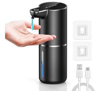 maxtachi Distributeur Savon Automatique,Distributeur Savon Mural avec Capteur de Mouvement Infrarouge,4 Niveaux Réglables,Rechargeable par USB Soap Dispenser pour Salle de Bain,Cuisine