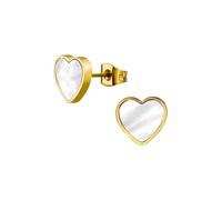 Maxte Boucles d'oreilles 'Herz-Ohrstecker aus Edelstahl mit Imitiertem Muschelmutt (Perlmutt)' or, Taille 8 mm