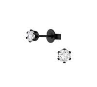 Maxte Boucles d'oreilles 'Runde 4 mm Ohrstecker aus Edelstahl mit Zirkonia' noir, Taille 4 mm
