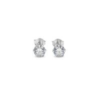 Maxte Boucles d'oreilles 'Silberne Runde 5 mm Ohrstecker mit Kristallen' blanc, Taille 6 mm