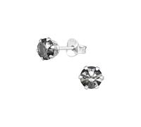 Maxte Boucles d'oreilles 'Silberne Runde 5 mm Ohrstecker mit Kristallen' gris, Taille 6 mm
