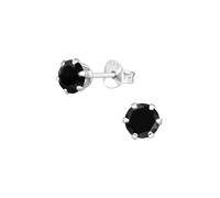 Maxte Boucles d'oreilles 'Silberne Runde 5 mm Ohrstecker mit Kristallen' noir, Taille 6 mm