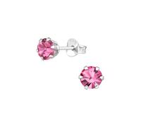 Maxte Boucles d'oreilles 'Silberne Runde 5 mm Ohrstecker mit Kristallen' rose, Taille 6 mm