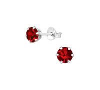Maxte Boucles d'oreilles 'Silberne Runde 5 mm Ohrstecker mit Kristallen' rouge, Taille 6 mm