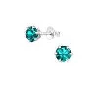 Maxte Boucles d'oreilles 'Silberne Runde 5 mm Ohrstecker mit Kristallen' turquoise, Taille 6 mm