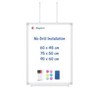 maxtek Tableau Blanc Effacable avec Patere Porte 75 × 50 cm, Magnétique Whiteboard Mural Sans Percage, Tableau Cadre en Aluminium avec 4 Marqueurs, 6 Aimants, 1 Effaceur pour Maison, Cellier, Bureau