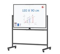 maxtek Tableau Blanc Effaçable Mobile 120 x 90 cm, Whiteboard sur Roulette | Double Face, White Board avec Supports, Cadre en Aluminium, avec Accessoire, pour l'école à Domicile, le Bureau, Nero