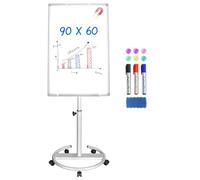 maxtek Tableau Blanc Effacable sur Pied, 90 X 60 Cm Tableau Blanc Magnétique, Portable Paperboard avec Chevalet, Whiteboard pour l’enseignement, la Réunion, le bureau