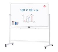 maxtek Tableau Blanc Mobile 180 x 100 cm, Grand Tableau Blanc Magnétique avec Supports, Double Face Effaçable à Sec, Cadre en Aluminium pour l'école à Domicile, le Bureau à Domicile, le Bureau
