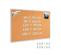 maxtek Tableau d'affichage en Liège avec Cadre en Aluminium 150 x 90 cm, Tableau Liege Mural Inclut Punaises et Kit de Montage Pour Bureau, Salle de Scolaire et Maison