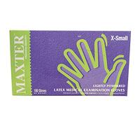 Maxter - Lot de 100 gants jetables en latex pur - Couleur : blanc, non stériles, poudre (XS)