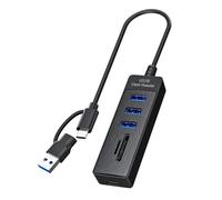 Maxtonser 1 concentrateur USB 3.0 à ports multiples avec emplacements pour cartes SDTF, 2 ports USB 2.0 adaptateurs de transfert de données pour ordinateurs et tablettes