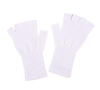 Maxtonser 1 paire de mitaines d'hiver unisexes en tricot extensible pour femmes et hommes, 21 cm, blanc
