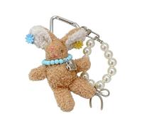 Maxtonser 1 porte-clés en forme de lapin avec perles et pince à cheveux en peluche - Accessoire de sac en coton PP doux