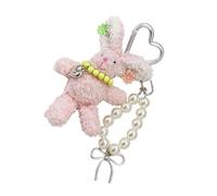 Maxtonser 1 porte-clés en forme de lapin avec perles et pince à cheveux en peluche - Accessoire de sac en coton PP doux