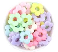 Maxtonser 50 Pièces/Multicolores Perles Creuses en Forme de Fleur en Acrylique Perles Détachées Espaceurs Connecteurs pour Fabrication de Bijoux Bracelets Boucles d'Oreilles