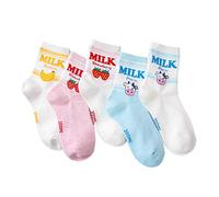 Maxtonser 5P/Set Chaussettes basses en coton doux Banana Lait Motif fraise Chaussettes de sport pour adultes filles femmes Fournitures, chaussettes de sport