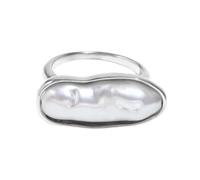 Maxtonser Bagues pratiques, bijoux élégants, longues bandes, perles, anneaux en acier inoxydable, texture en acier inoxydable, convient pour les femmes