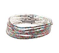 Maxtonser Bracelet extensible multicouche en perles de cristal avec strass pour femmes et filles
