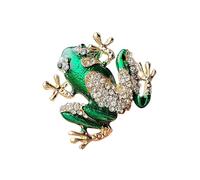 Maxtonser Broche tendance en forme d'animal avec cristal vert - Grenouilles en cristal étincelant - Accessoires tendance pour femmes