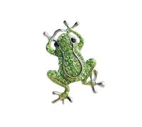 Maxtonser Broche tendance en forme d'animal avec cristal vert - Grenouilles en cristal étincelant - Accessoires tendance pour femmes