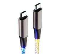 Maxtonser Câble de charge lumineux USB C vers type C 60 W avec dégradé de lumières LED Coque en aluminium Charge rapide pour appareils de type C
