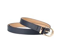 Maxtonser Ceinture en cuir synthétique avec boucle de forme ovale, ceinture fine et réglable pour femme, jupe, manteau, ceinture bleu marine