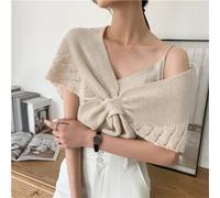Maxtonser Châle au crochet pour femme - Écailles de poisson - Couleur unie - Poncho noué - Beige