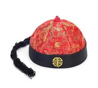 Maxtonser Chapeau traditionnel d'empereur chinois pour tissu de soie, chapeau de prince chinois Tangzhuang Cosutme Accessoires Haut rouge bordure noire numéro 8