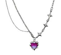 Maxtonser Collier avec pendentif en forme de cœur en cristal pour femme, tendance, punk, grunge, clavicule, cadeau de Saint-Valentin