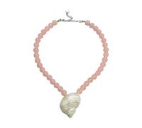Maxtonser Collier élégant en coquillage de conque naturelle avec perles et boucles d'oreilles délicates, bijoux et accessoires pour elle