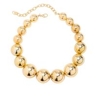Maxtonser Collier Ras du Cou exagéré pour Femmes, Grosse Boule de Perles, tempérament de Mode, chaîne de clavicule Goth CCB, Bijoux de noël, Cadeau, Or