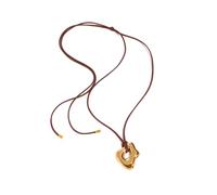 Maxtonser Collier tendance avec pendentif géométrique irrégulier en métal - Chaîne élégante en corde cirée faite à la main pour femmes et filles