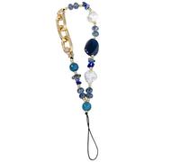 Maxtonser Coloré Perlé Téléphone Chaîne Sangle Charme Porte-clés Téléphone Lanière Acrylique Bracelet Porte-clés Femmes Sac Ornement Bijoux Cadeau, Bleu